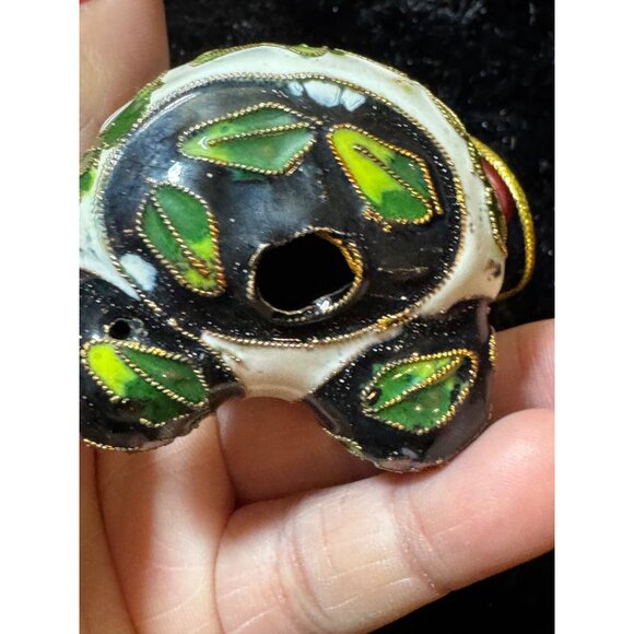 Cloisonné Panda Ornaments Set Of 2 With Gold Hanging Cord - Picture 7 of 9